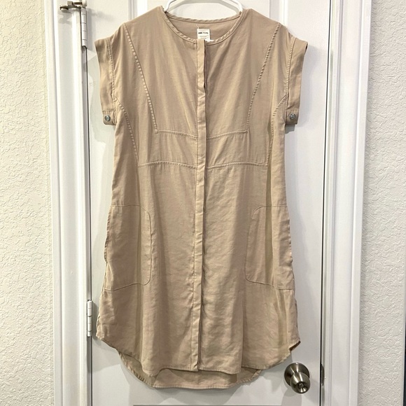 AMS PURE khaki Dolman Sleeve Button Down Dress - Picture 1 of 11